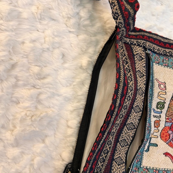 Handwoven Thailand Elephant Crossbody Bag - Red & Teal - Picture 6 of 12